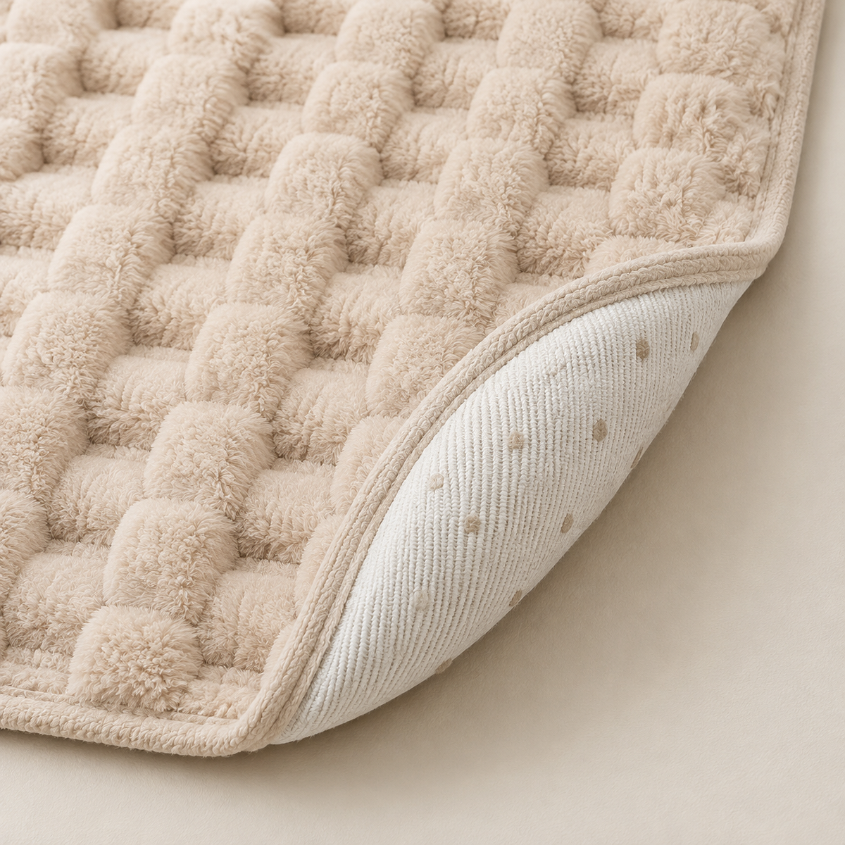 Beige panel texture, bound edge and grip-dot backing